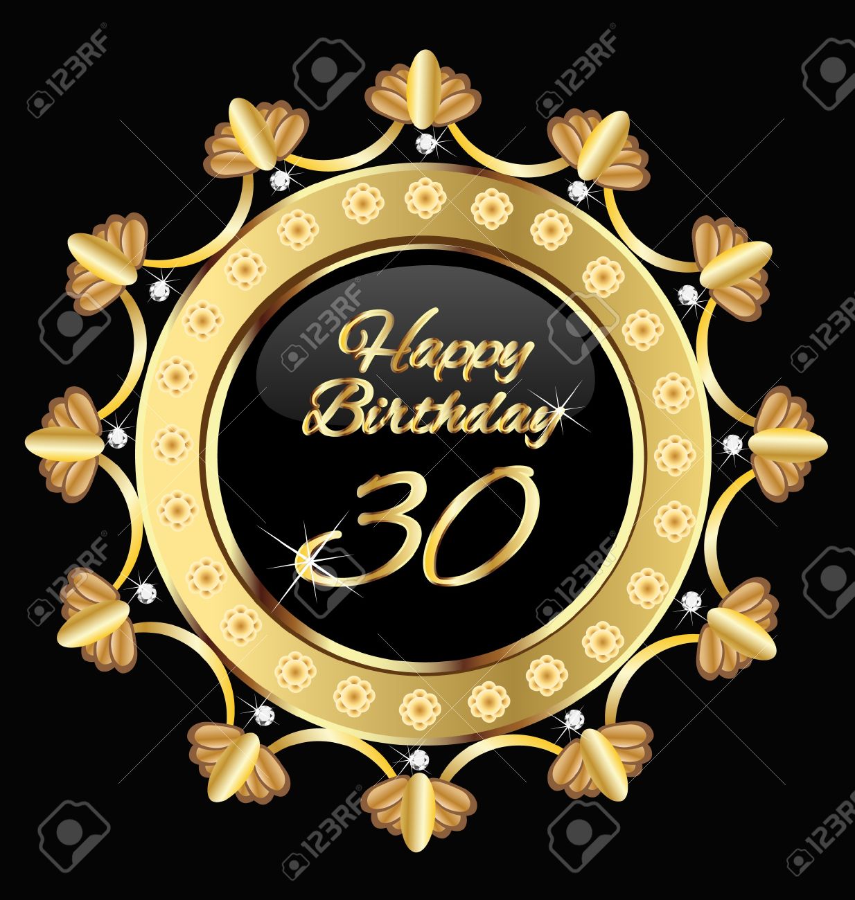ハッピー 30 歳の誕生日 ゴールドのデザイン のイラスト素材 ベクタ Image