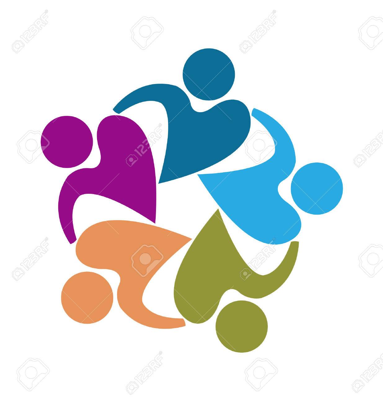 チームワークの人心臓形状デザイン アイコン ベクトル テンプレートのイラスト素材 ベクタ Image