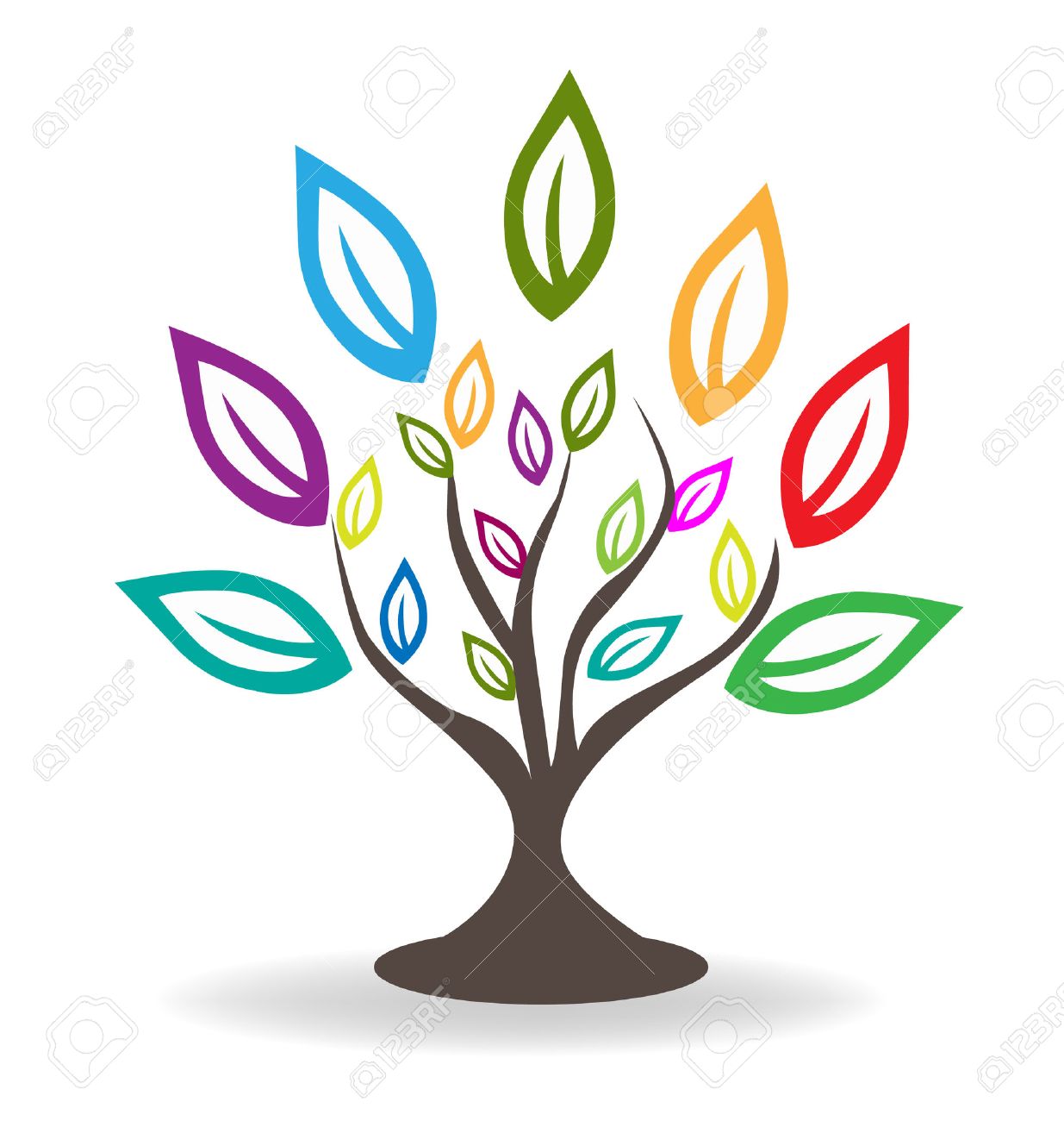 tree with beautiful colorful leafs familytree concept icon logo pretty family tree template