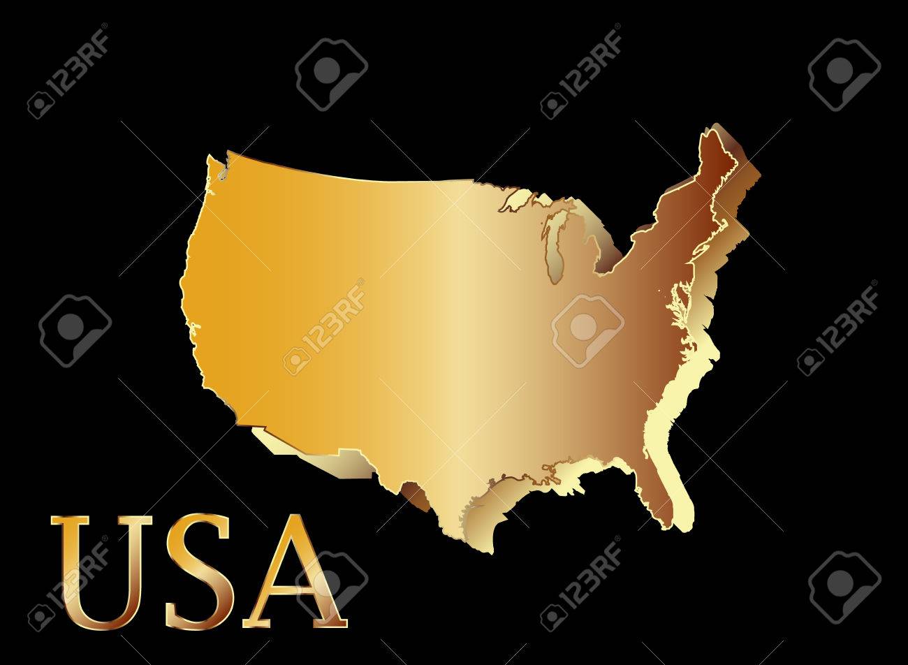 アメリカ 3 D 地図記号金とアメリカ合衆国 のイラスト素材 ベクタ