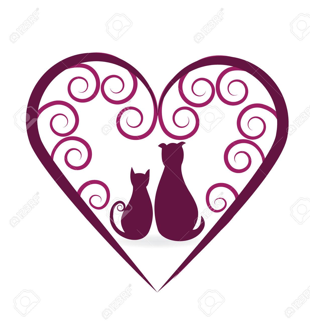 Cats in love logo icon Royalty Free Vector Image