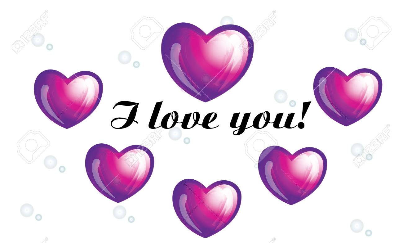 Corazones Rosa Brillante Con La Palabra Te Amo Concepto De San