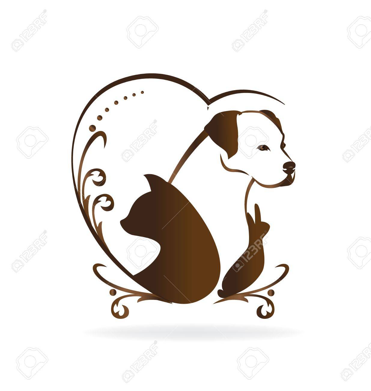 猫犬ウサギ鳥ヴィンテージ ロゴ シルエット デザイン ベクトルの