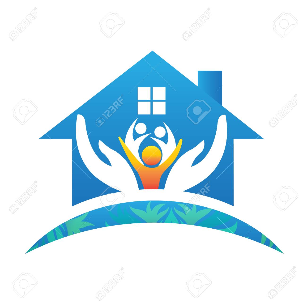 family house people logo vector image royalty free cliparts vectors