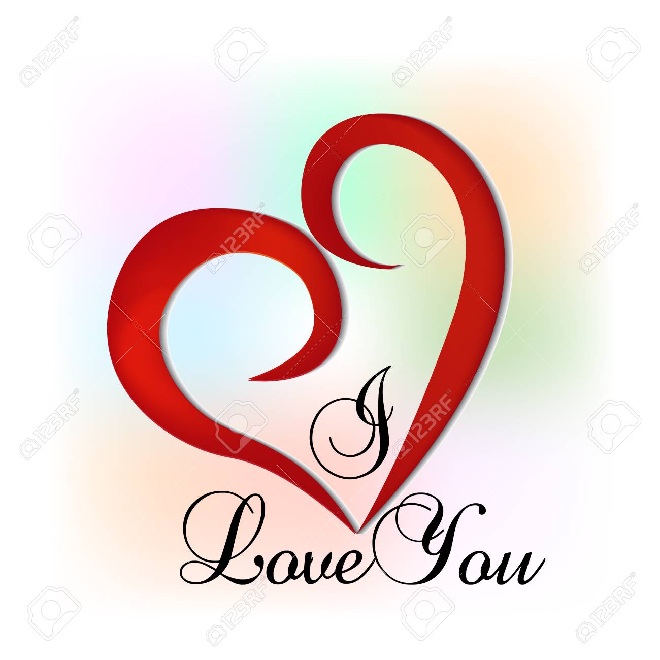 I Love You Word With Swirly Heart And Colorful Background Royalty Free Cliparts Vectors And Stock Illustration Image 93959754
