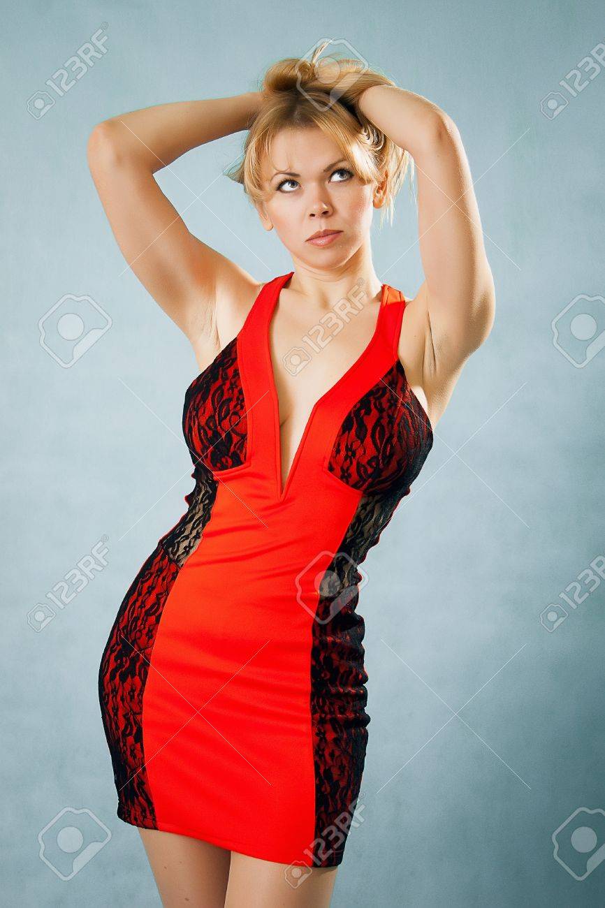 Sexy Blond Lady In Red Dress Stock Photo 15761459 Sexy Blond Lady In Red Dress Stock Photo 15761459