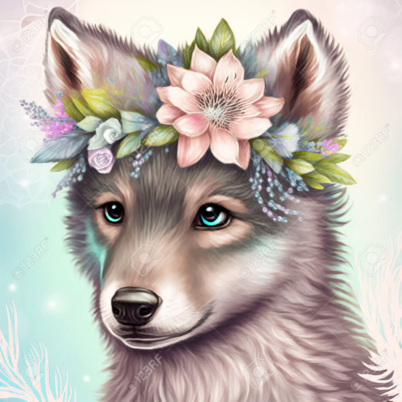 Boho Baby Dieren Illustratie, Leuke Aquarel Wolf, Dieren Voor ..., حجم الصورة 1300x1300