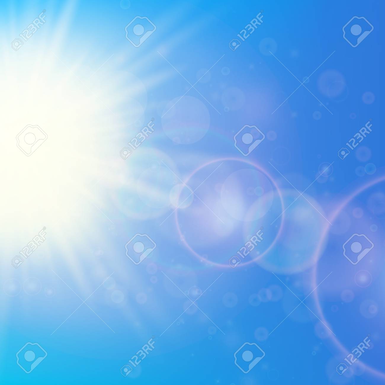 レンズで太陽フレア テンプレートのイラスト素材 ベクタ Image