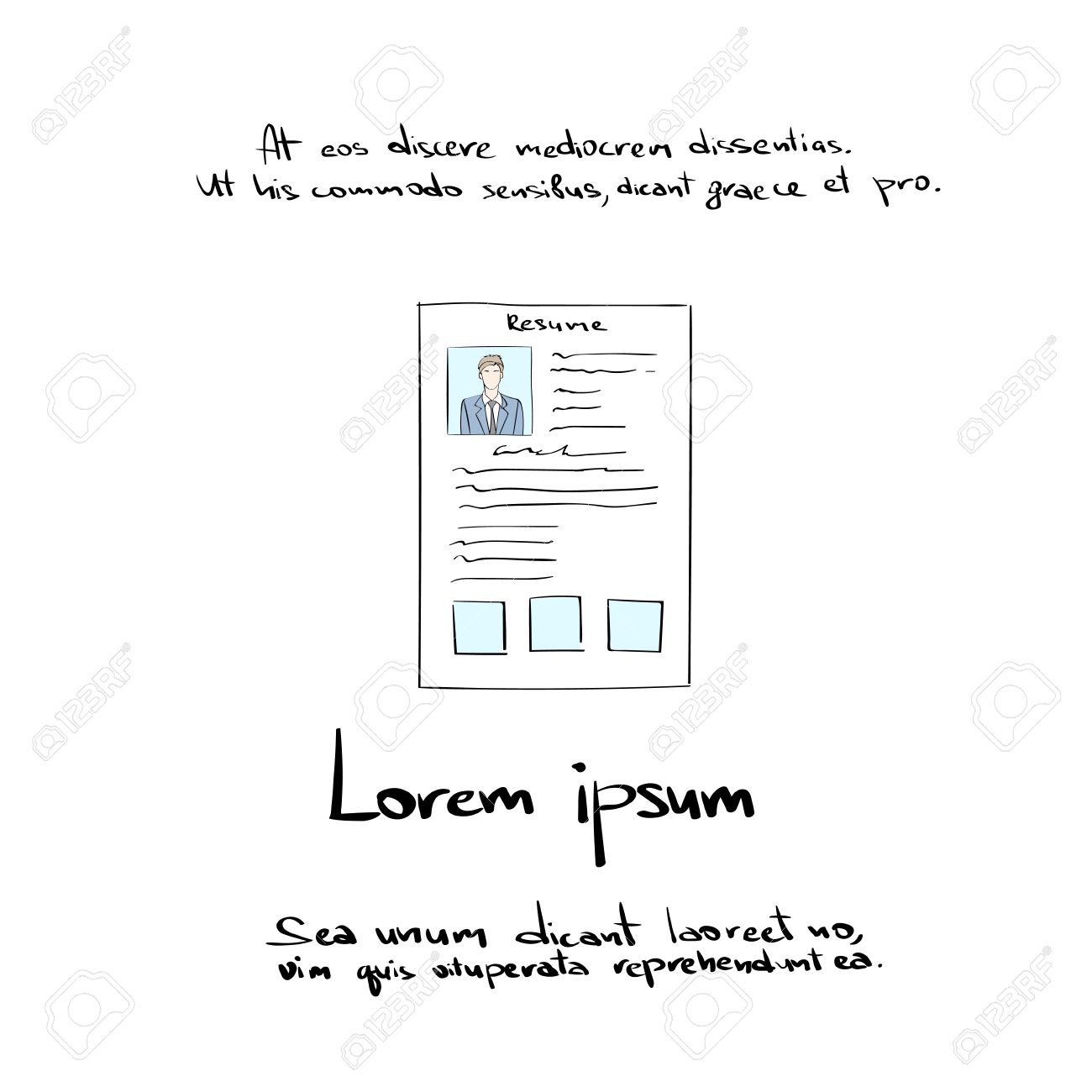 履歴書文書手描画履歴書 Cv プロファイル アイコン ベクトル図 のイラスト素材 ベクタ Image