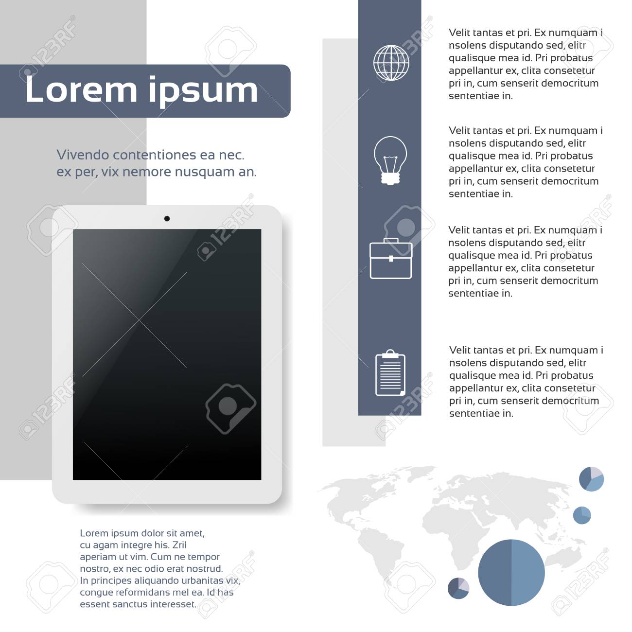 tablet infographics web page layout template design flat vector