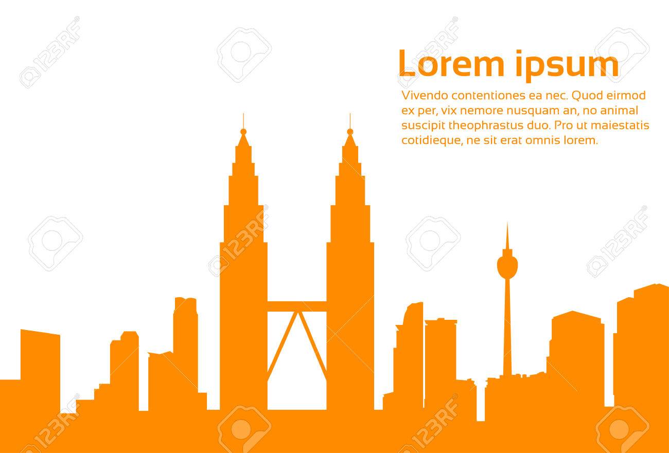 マレーシア クアラルンプール スカイライン シティ超高層ビル シルエット フラット ベクトル図のイラスト素材 ベクタ Image