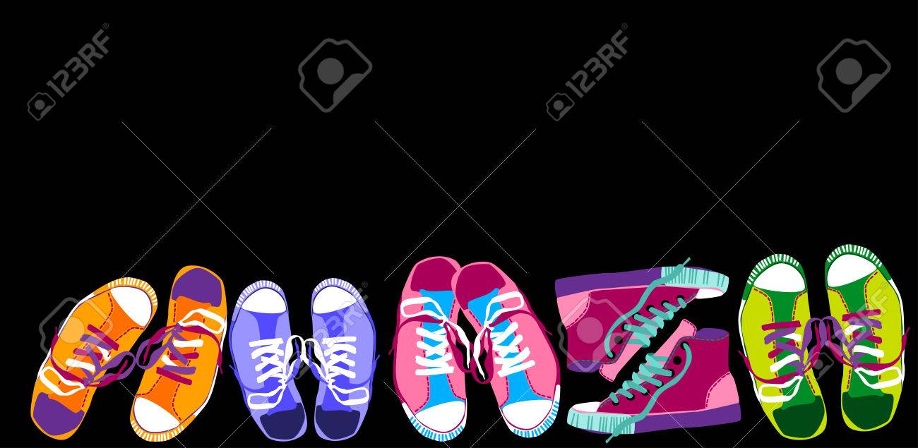 Colorful Sneakers Training Sport Shoes Set Collection Banner