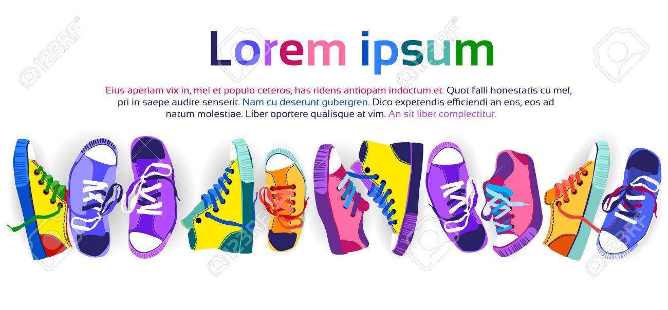 Colorful Sneakers Training Sport Shoes Set Collection Banner