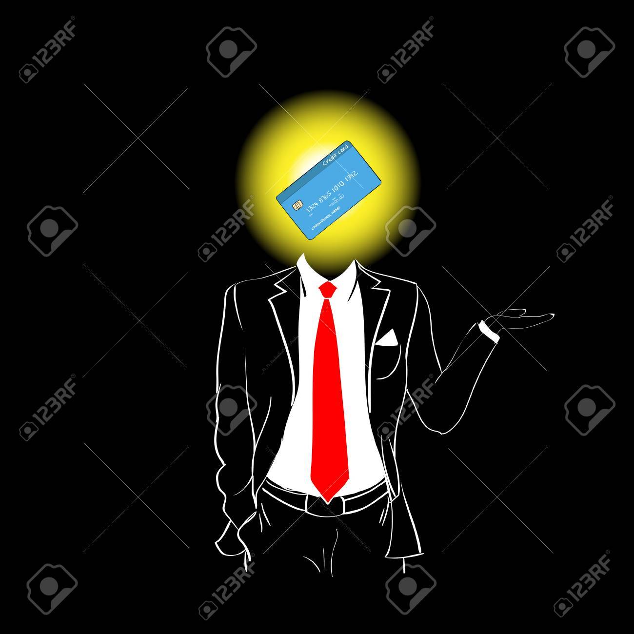 男シルエット スーツ赤ネクタイ クレジット カード頭銀行概念黒背景輪郭ベクトル イラストのイラスト素材 ベクタ Image 男シルエット スーツ赤ネクタイ クレジット カード頭銀行概念黒背景輪郭ベクトル イラストのイラスト素材 ベクタ Image