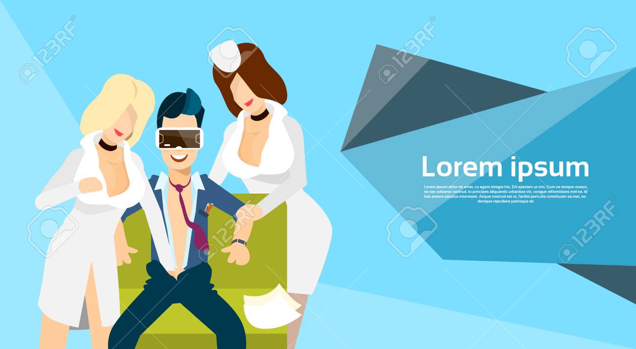 Man Wear Virtual Reality Digital Glasses Headset Watch Erotic Adult Video Flat Vector Illustration Stock Vector Man Wear Virtual Reality Digital Glasses Headset Watch Erotic Adult Video Flat Vector Illustration Stock Vector
