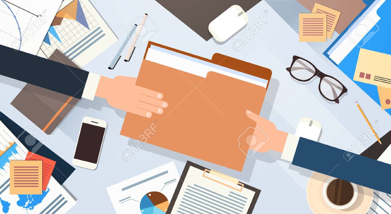 hands give folder document papers share data workplace desk office ofice stuff