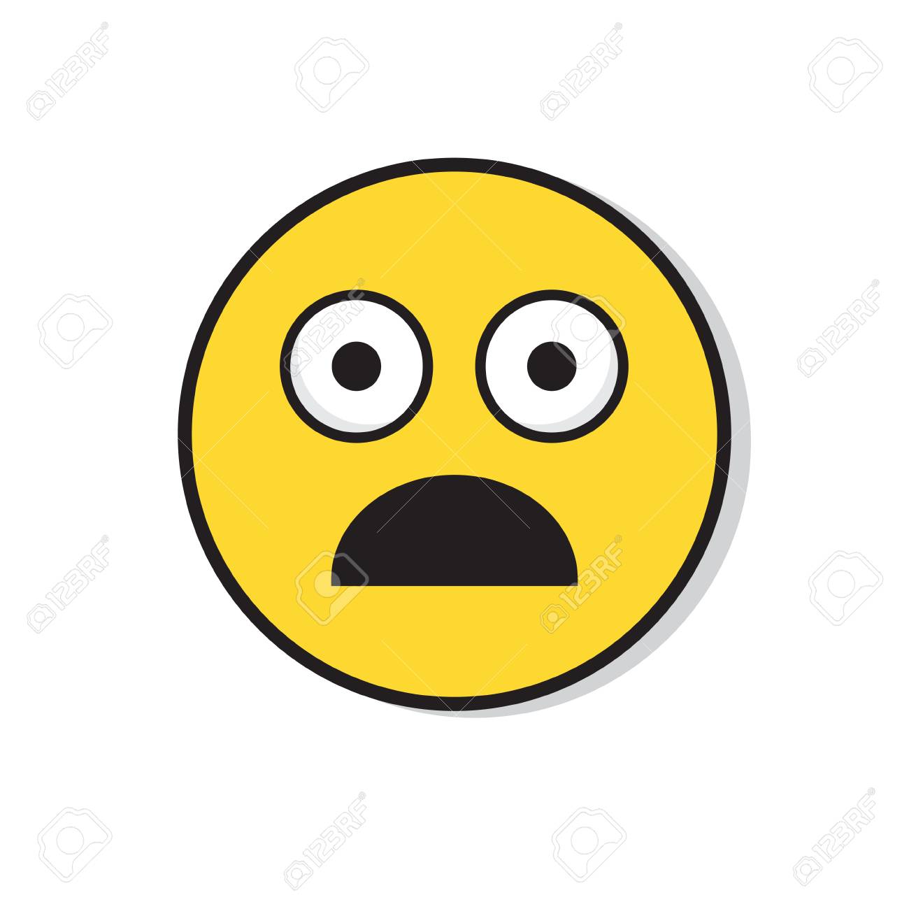 否定的な人の感情アイコン フラット ベクトル図が黄色の悲しい顔にショックを受けた のイラスト素材 ベクタ Image