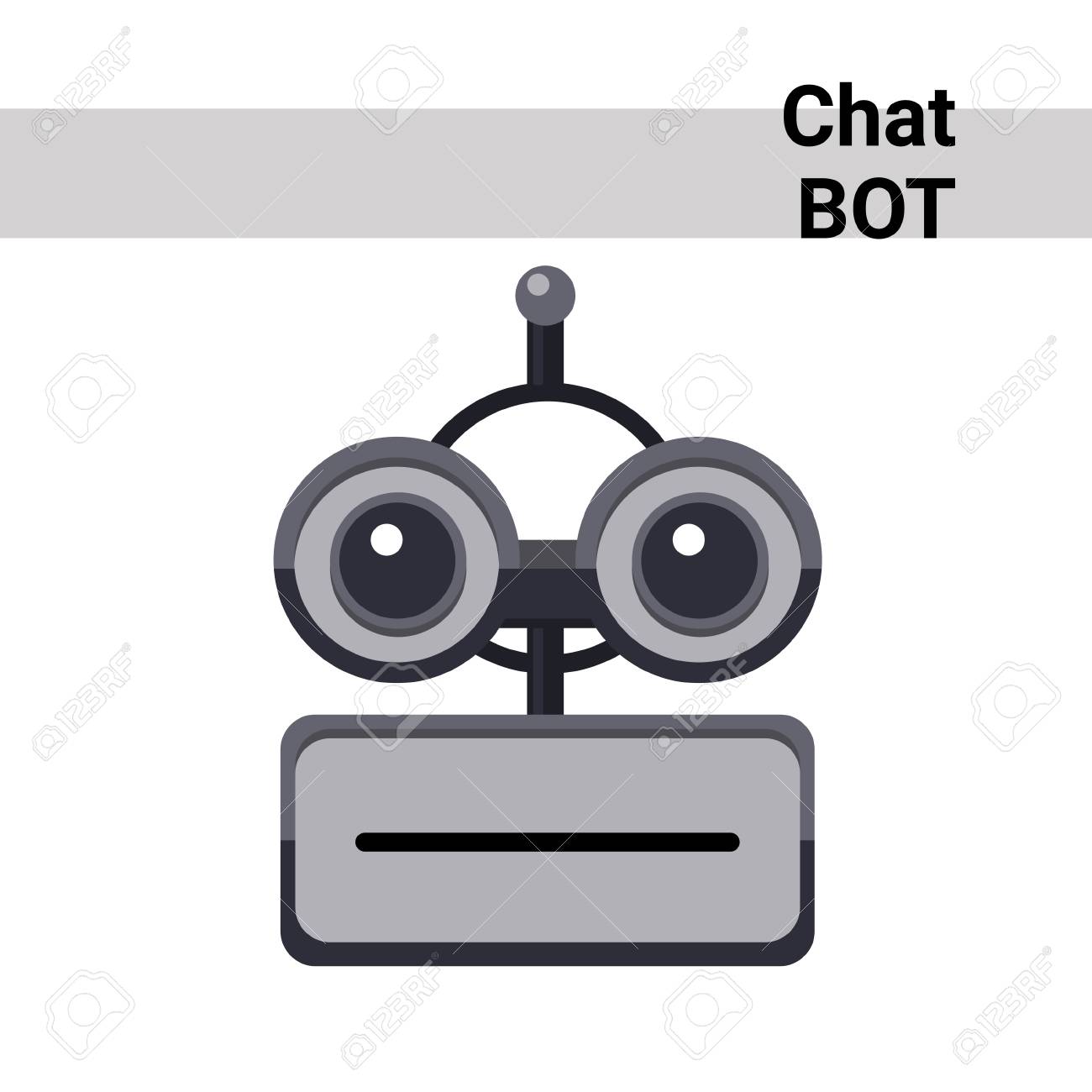 笑顔かわいい感情中立的なチャット ボット アイコン フラット ベクトル イラスト漫画ロボット顔 のイラスト素材 ベクタ Image