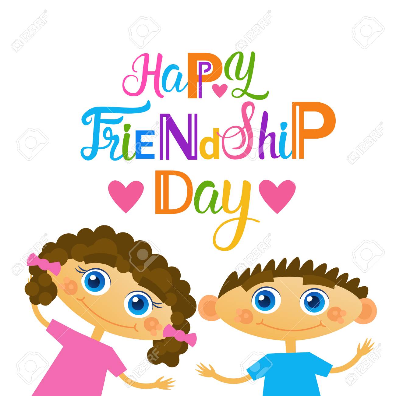 happy friendship day greeting card friends holiday banner flat card friendship