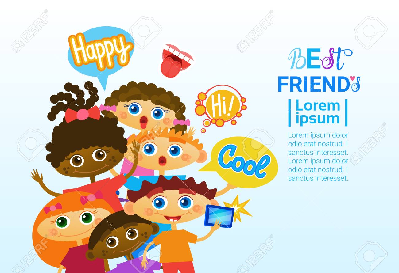 happy friendship day greeting card mix race kids friends multi