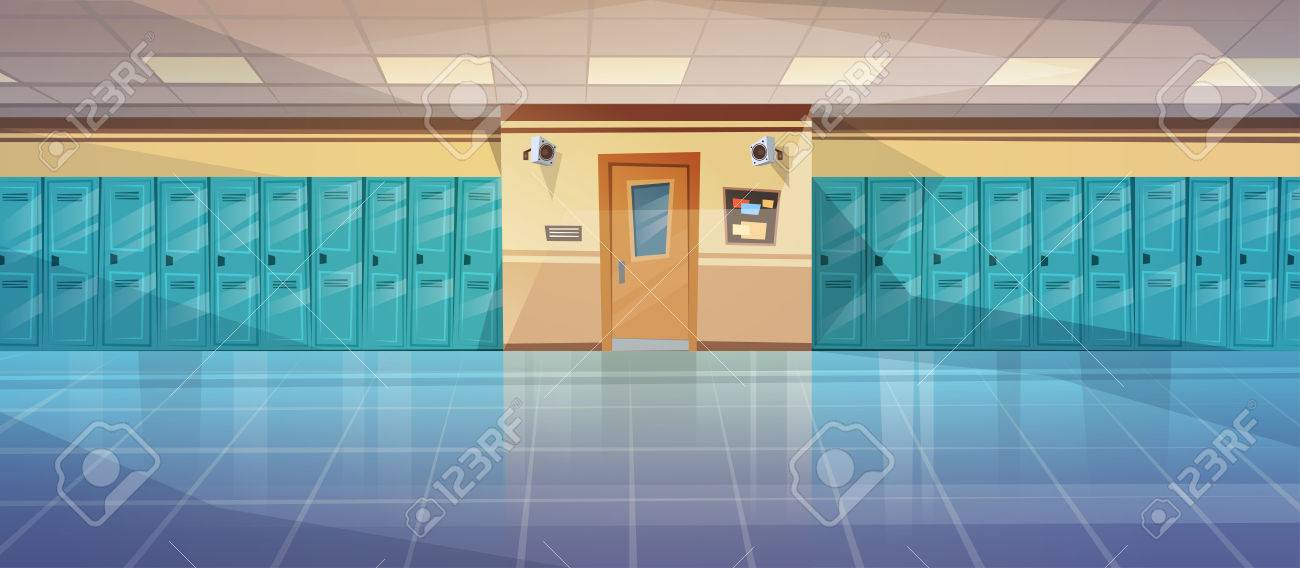 Empty School Corridor Interior With Row Of Lockers Horizontal Banner Flat Vector Illustration - 81922916 Empty School Corridor Interior With Row Of Lockers Horizontal Banner Flat Vector Illustration - 81922916