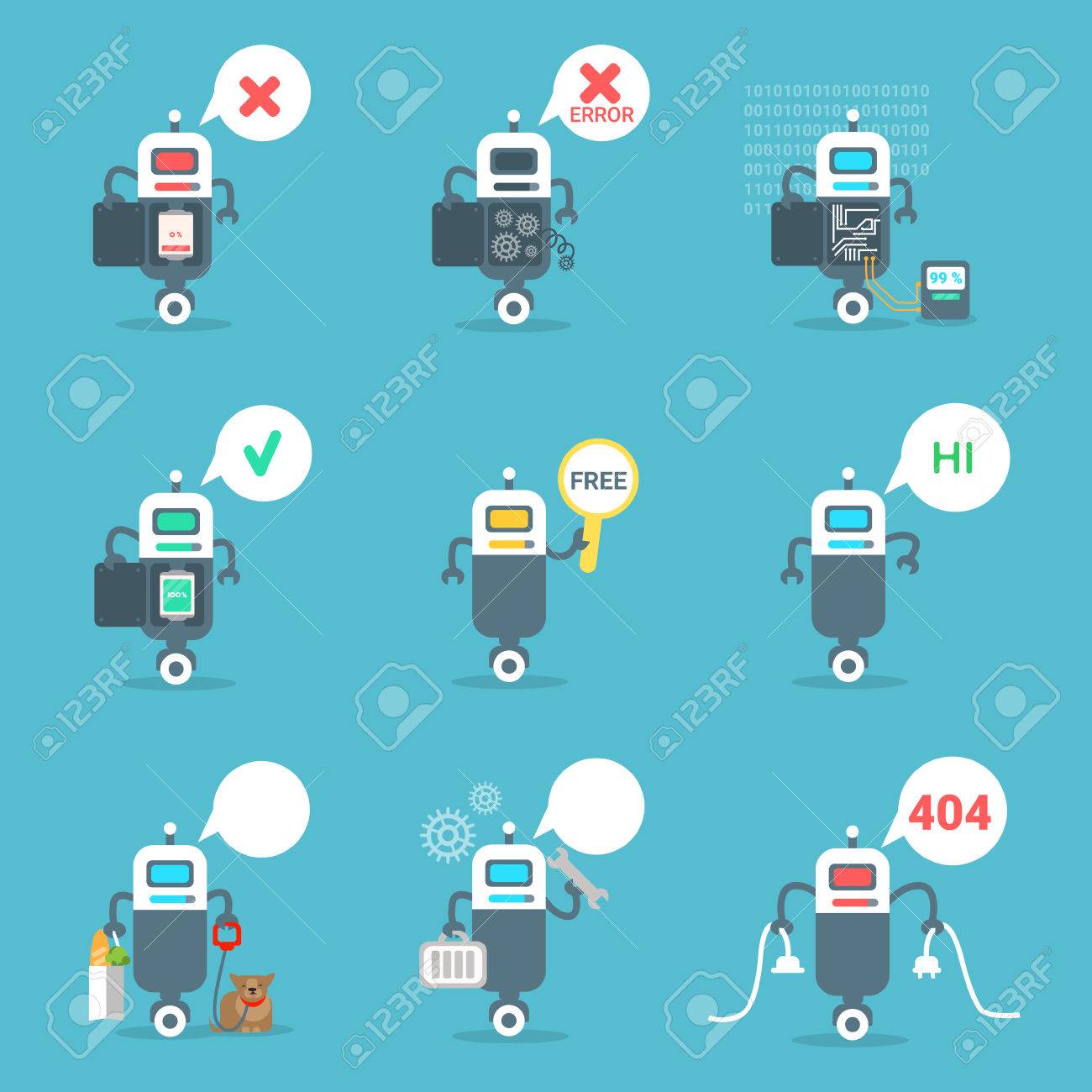 Modern Robots Icons Set Chat Bot Artificial Intelligence Technology Concept Flat Vector Illustration - 83996739 Modern Robots Icons Set Chat Bot Artificial Intelligence Technology Concept Flat Vector Illustration - 83996739