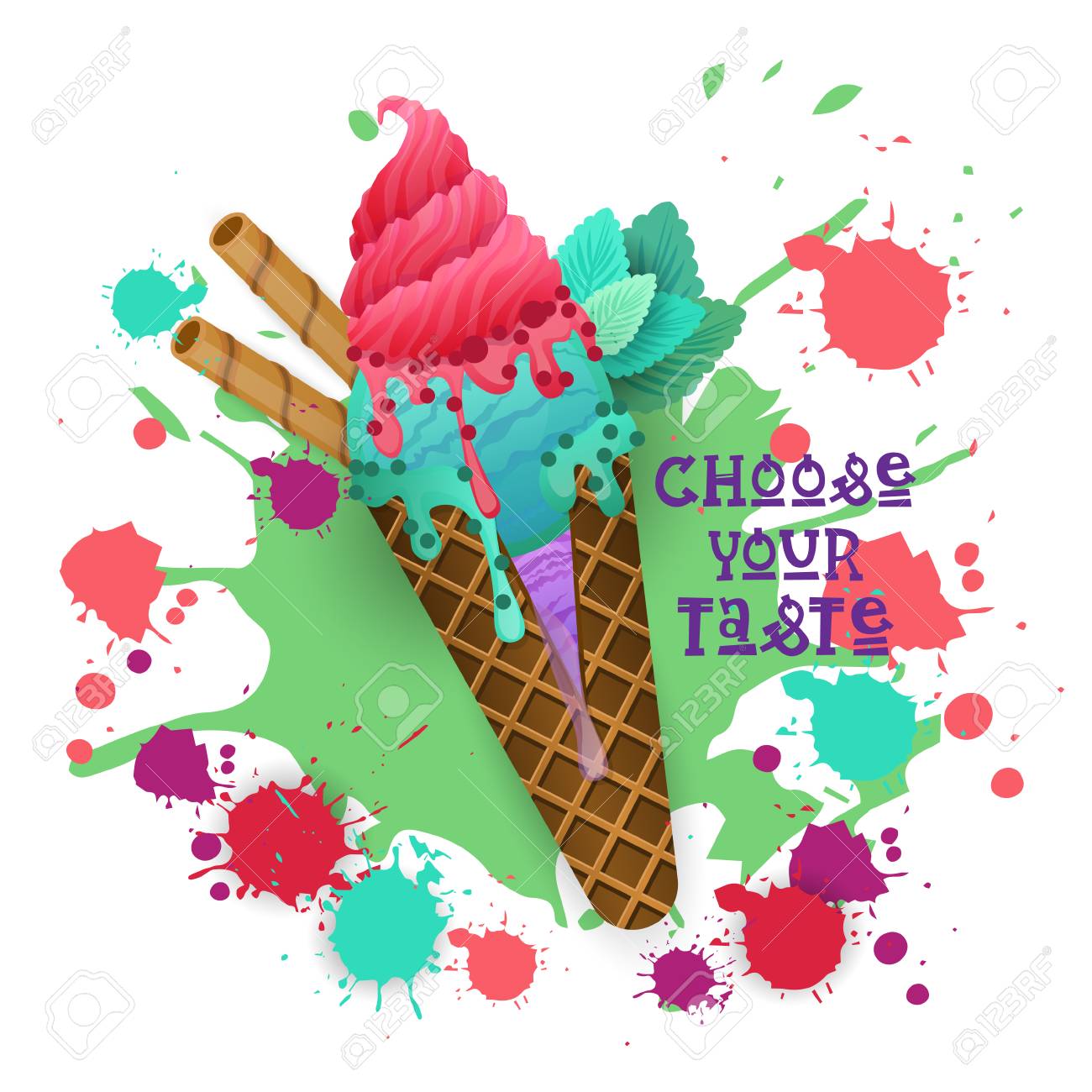 ice cream cone colorful