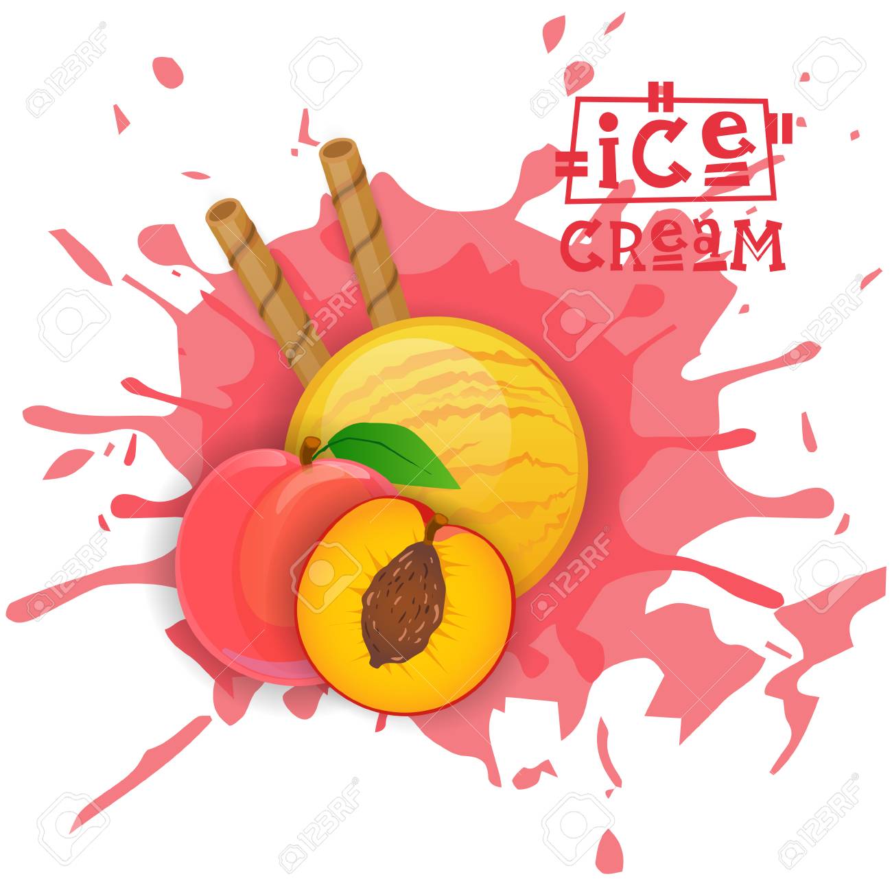 ice cream peach ball