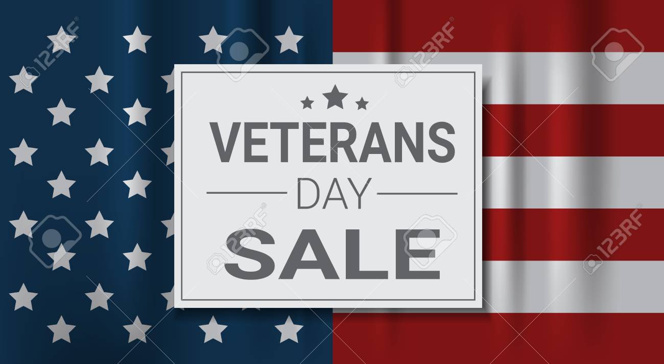 Veterans Day Sale Celebration Shopping Promotions And Price Discount  National American Holiday Banner Vector Illustration 免版税剪贴画，向量插图和库存图片.  Image 88001737, image size:1300x714