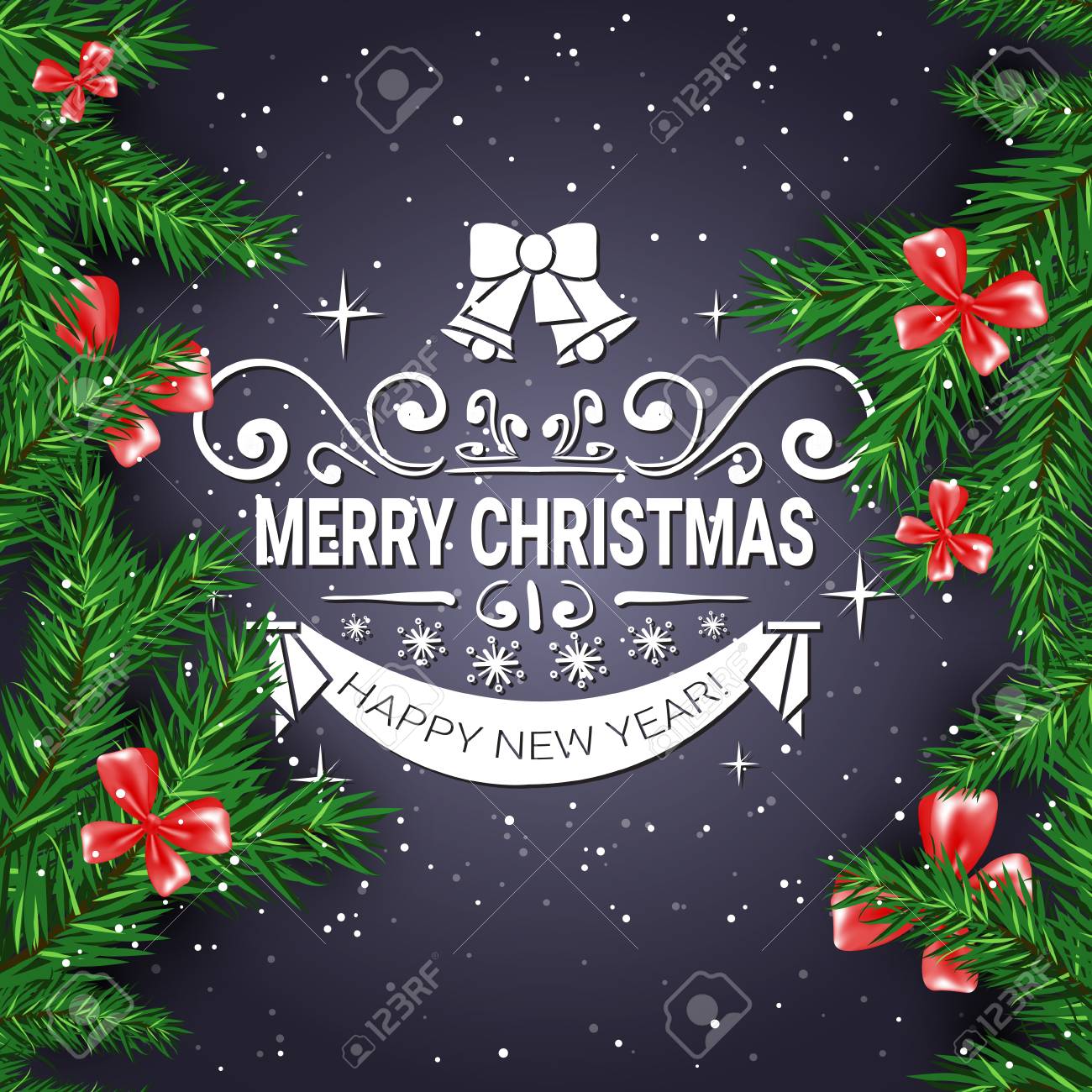 merry christmas flyer background with frame from fir branches christmas flyer