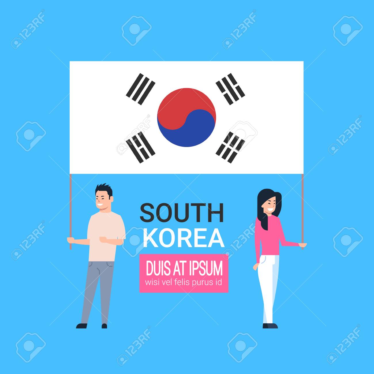 韓国国旗を持つ若いカップル 韓国男女ベクトルイラスト のイラスト素材 ベクタ Image 韓国国旗を持つ若いカップル 韓国男女ベクトルイラスト のイラスト素材 ベクタ Image