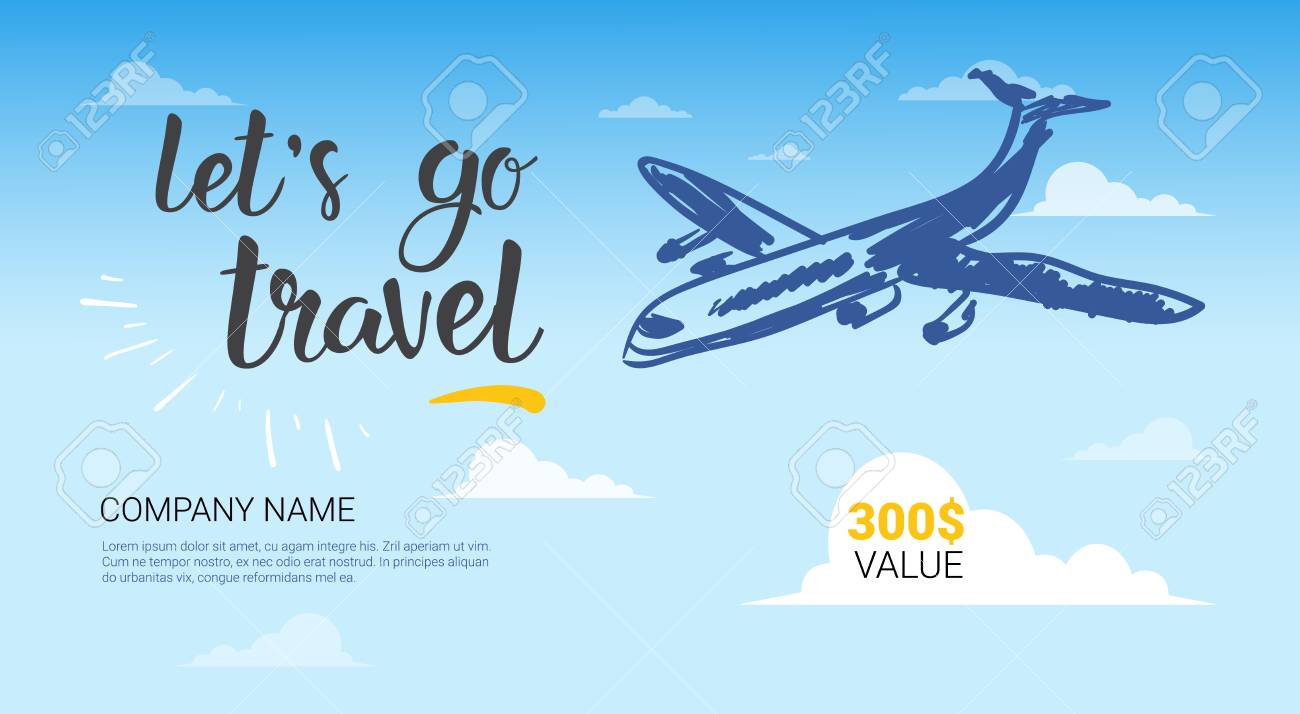 travel company template banner airplane flying in sky background travel agency template