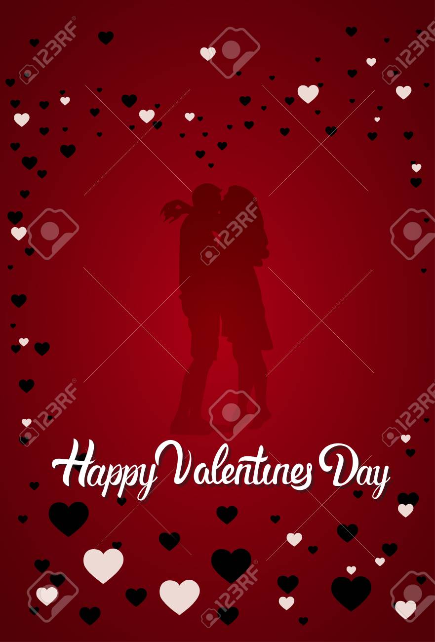 Casal De Silhueta Beijando Feliz Dia Dos Namorados Cartao Design Coracao De Forma Beijando Fundo Liso Ilustracao Vetorial Ilustraciones Vectoriales Clip Art Vectorizado Libre De Derechos Image 93940979