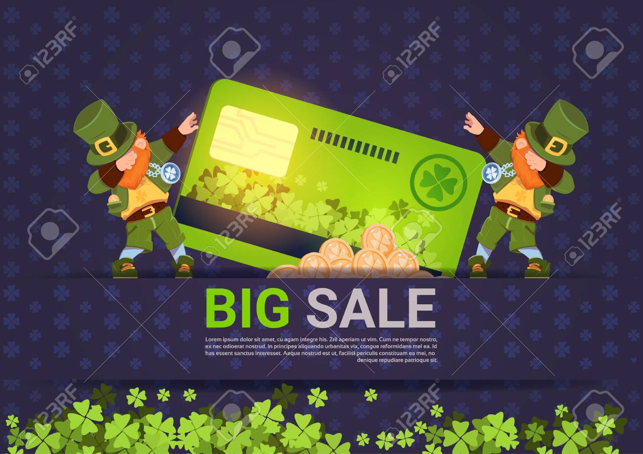 leprechuns hold credit card sale for st patricks day holiday credit card templates for sale