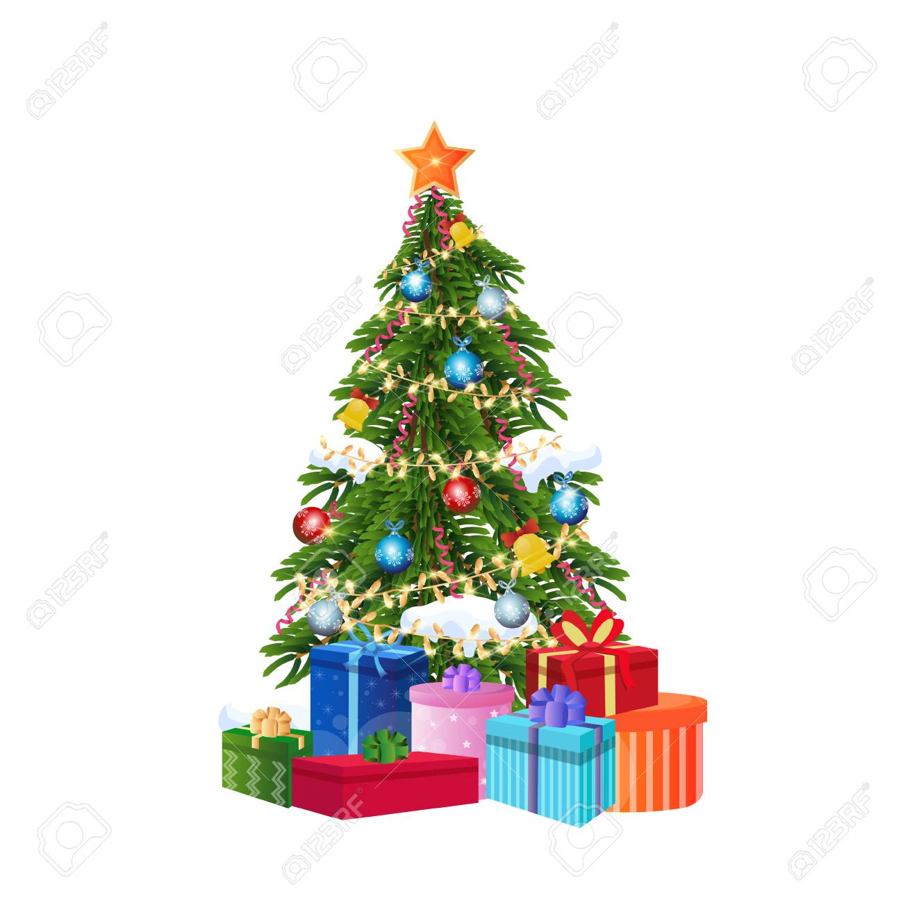 decorated gift box new year christmas tree concept isolated flat vector illustration - 128441967 decorated gift box new year christmas tree concept isolated flat vector illustration - 128441967