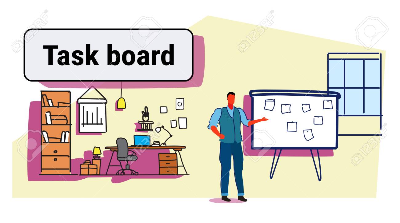 businessman planning weekly meeting schedule on task board with office to do list manager
