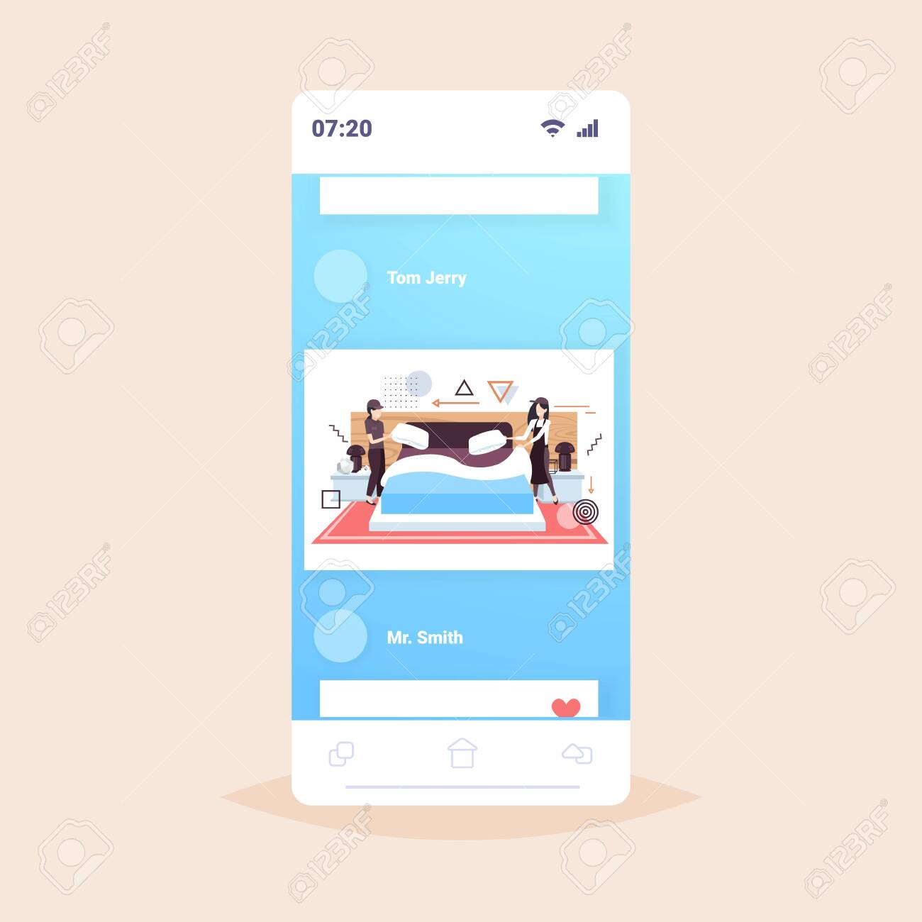 Women Maids Setting Up Pillows Making The Bed Female Janitors