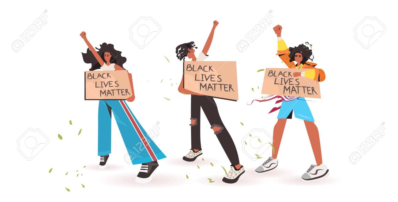 african american people holding black lives matter banner campaign against racial discrimination of dark skin color social problems of racism full length horizontal vector illustration - 148927376 african american people holding black lives matter banner campaign against racial discrimination of dark skin color social problems of racism full length horizontal vector illustration - 148927376