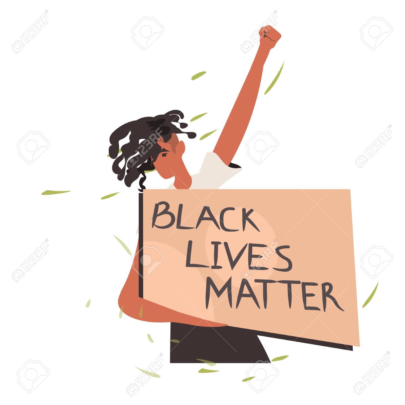 african american woman holding black lives matter banner campaign against racial discrimination of dark skin color social problems of racism portrait vector illustration - 148924110 african american woman holding black lives matter banner campaign against racial discrimination of dark skin color social problems of racism portrait vector illustration - 148924110