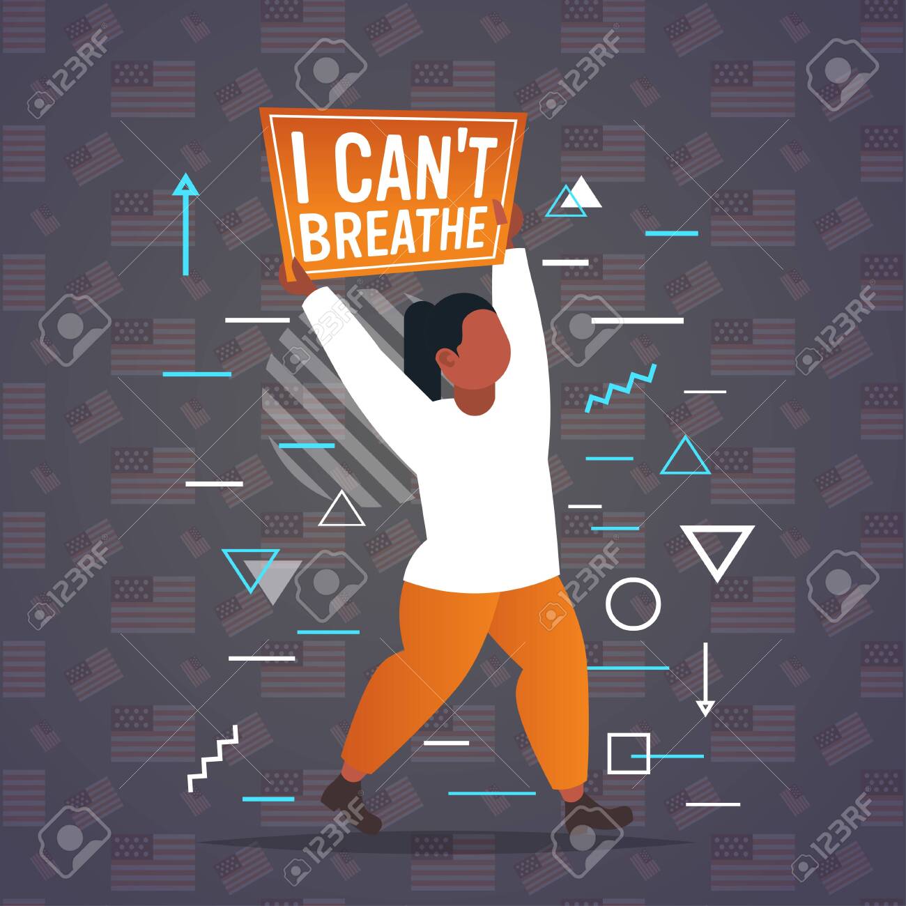 african american woman holding i cant breathe banner black lives matter campaign against racial discrimination of dark skin color support for equal rights of black people full length vector illustration - 149310399 african american woman holding i cant breathe banner black lives matter campaign against racial discrimination of dark skin color support for equal rights of black people full length vector illustration - 149310399