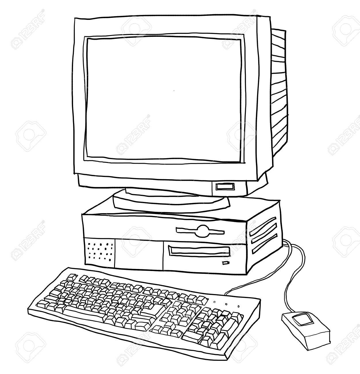 古いコンピューター デスクトップのかわいいライン アート イラスト の写真素材 画像素材 Image 古いコンピューター デスクトップのかわいいライン アート イラスト の写真素材 画像素材 Image