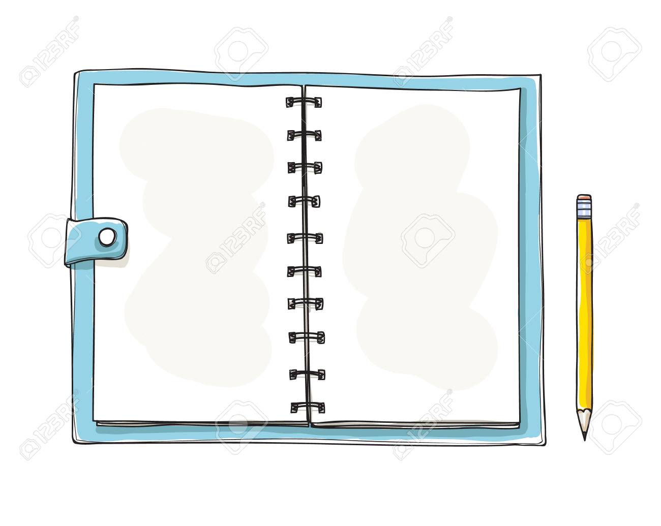 Opened Notebook Hand Drawn Blank Notepad On White Background Royalty Free Cliparts Vectors And Stock Illustration Image