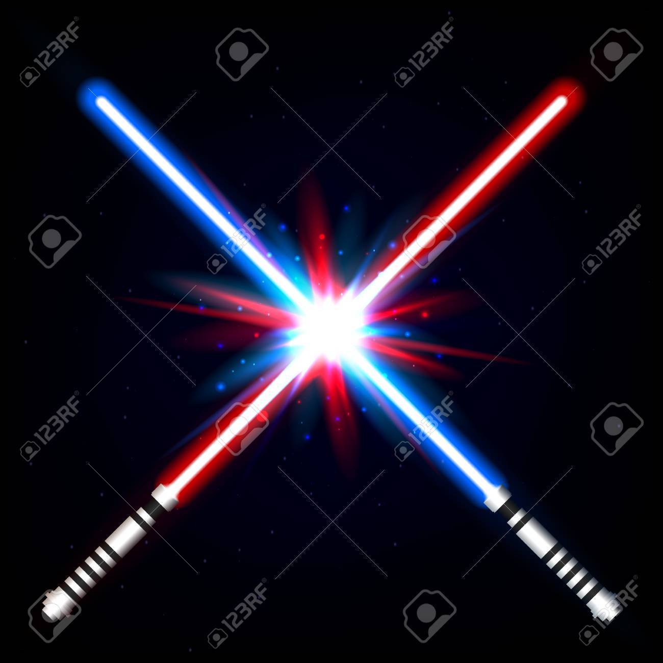 夜空の背景に光剣を渡った のイラスト素材 ベクタ Image