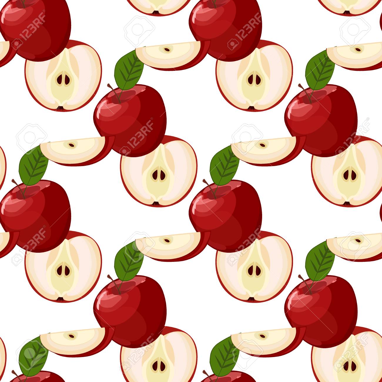 白い背景の上のリンゴとのシームレスなパターン フルーツ アップル デザインの食のシームレスな壁紙 の写真素材 画像素材 Image