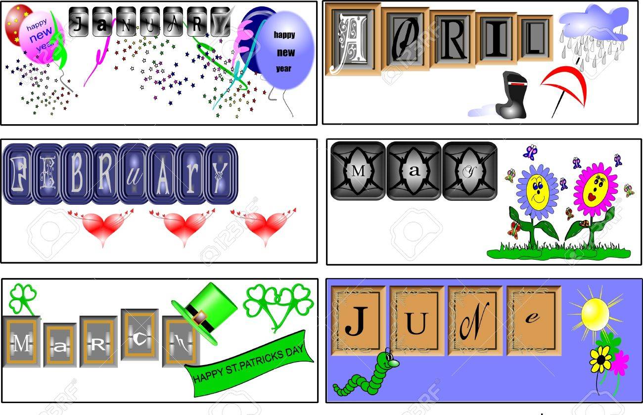 1 月 6 月バナー の写真素材 画像素材 Image