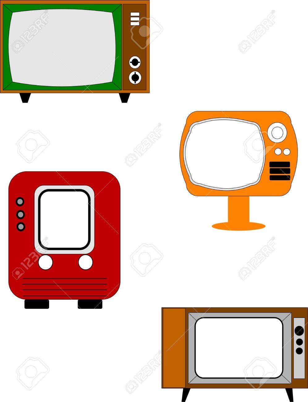 retro televisions on white royalty free cliparts vectors and stock