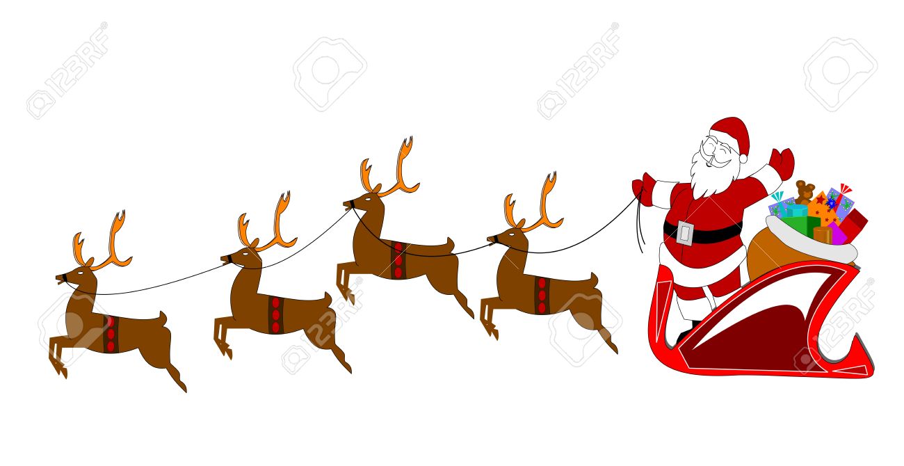 santa s sleigh with reindeer