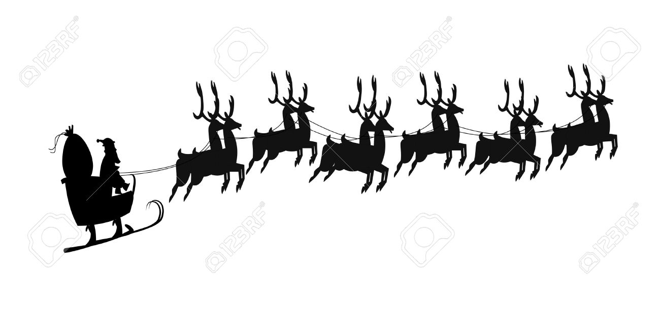 santas sleigh in silhouette