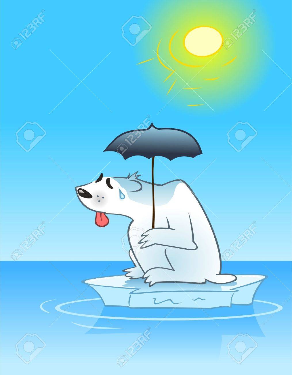 Sudoración Oso Polar Sentada En Un Témpano De Hielo Pequeño Con Una Sombrilla En Su Pata Ilustraciones Vectoriales, Clip Art Vectorizado Libre De Derechos. Image 9926119.