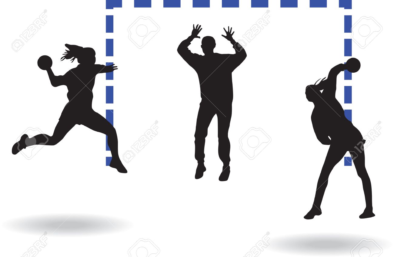 ハンドボール選手とゴールキーパー シルエット ベクトル のイラスト素材 ベクタ Image